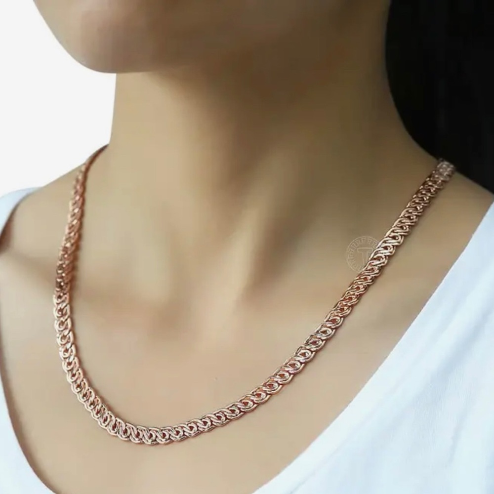 7mm Women Men Set Jewelry Geometry 585 Rose Gold Color Necklace Chain New, 20”